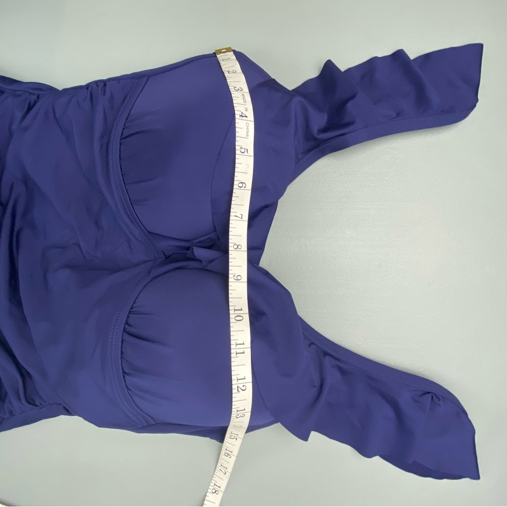 Liz Claiborne Navy Blue One Piece Swimsuit with Ruffled Straps - Picture 8 of 13